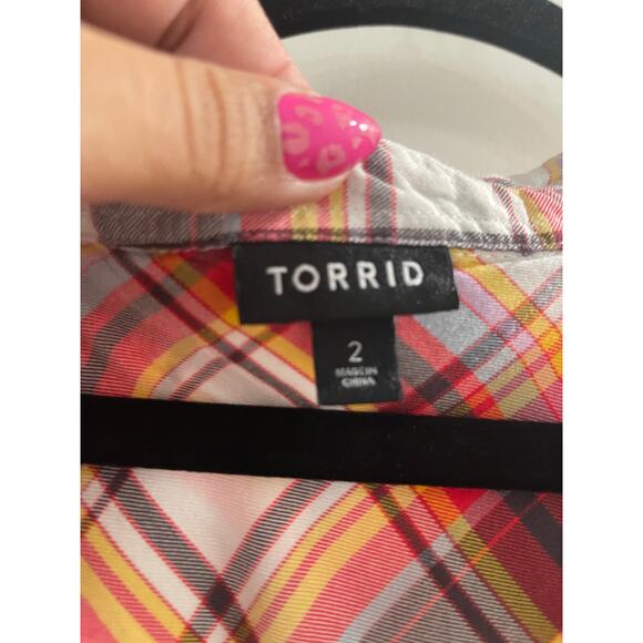 Torrid Lizzie Button-Up Shirt - Twill Multi Plaid NWT Plus Size 2X - Picture 3 of 5